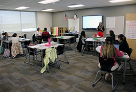  A teacher in front of a classroom teaching other teachers